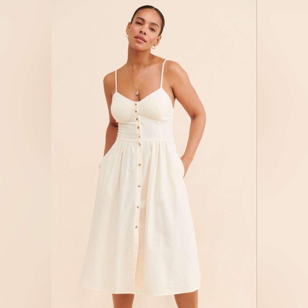 ROLLA'S Linen Dress with Button Detail